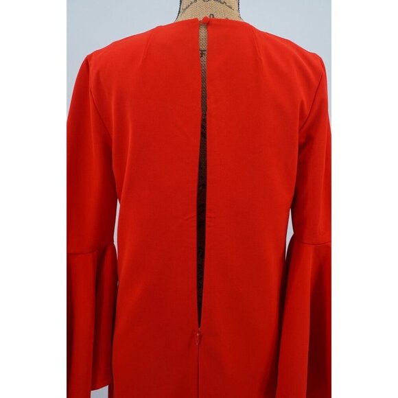Catherine Dress Women 4 Red Midi Flutter Long Sleeve Lined Zipper Party Festive - Picture 9 of 10